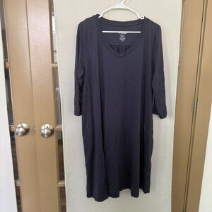 Wool& Womens 2x Blue V-Neck 3/4 Sleeve Merino Wool Blend Willow Dress Pockets